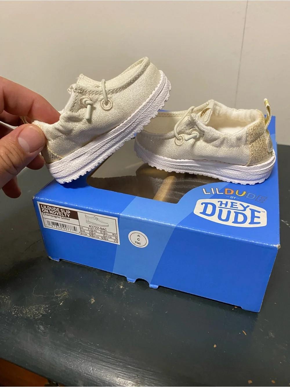 Hey Dude Lil Dude Metallic Cream Slip-On Baby Shoes